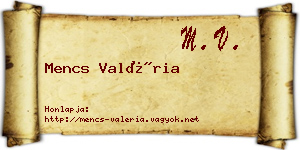 Mencs Valéria névjegykártya
